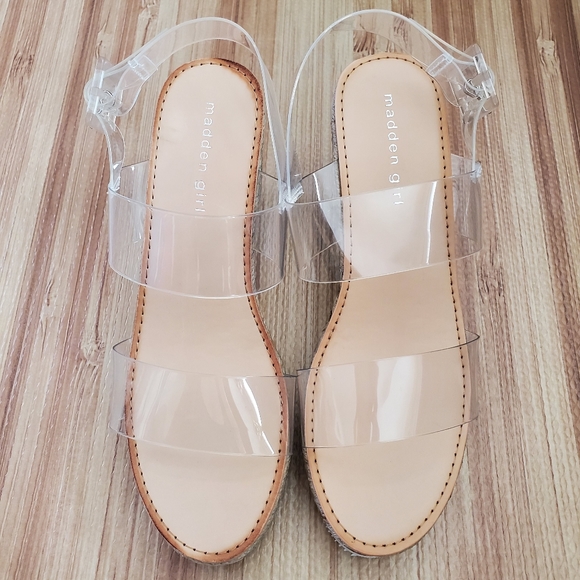 BNWOB Madden Girl Allin Clear Women's Wedge Sandals - Picture 12 of 14